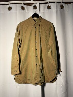 John W. Nordstrom Olive and Tan Micro-Check Button-Up Shirt - 100% Cotton